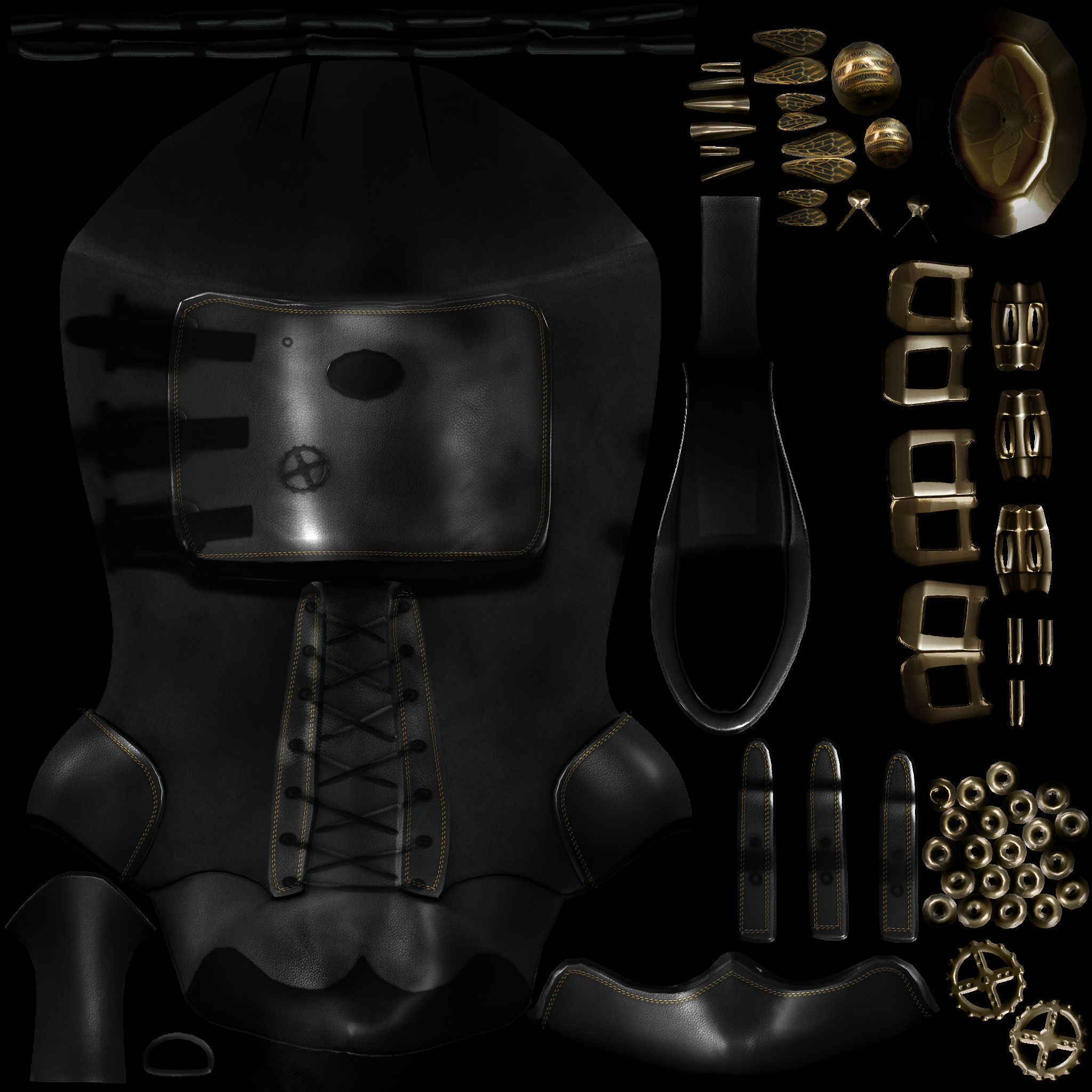 Steampunk High Heel Platform Boots Low-poly 3D model_9