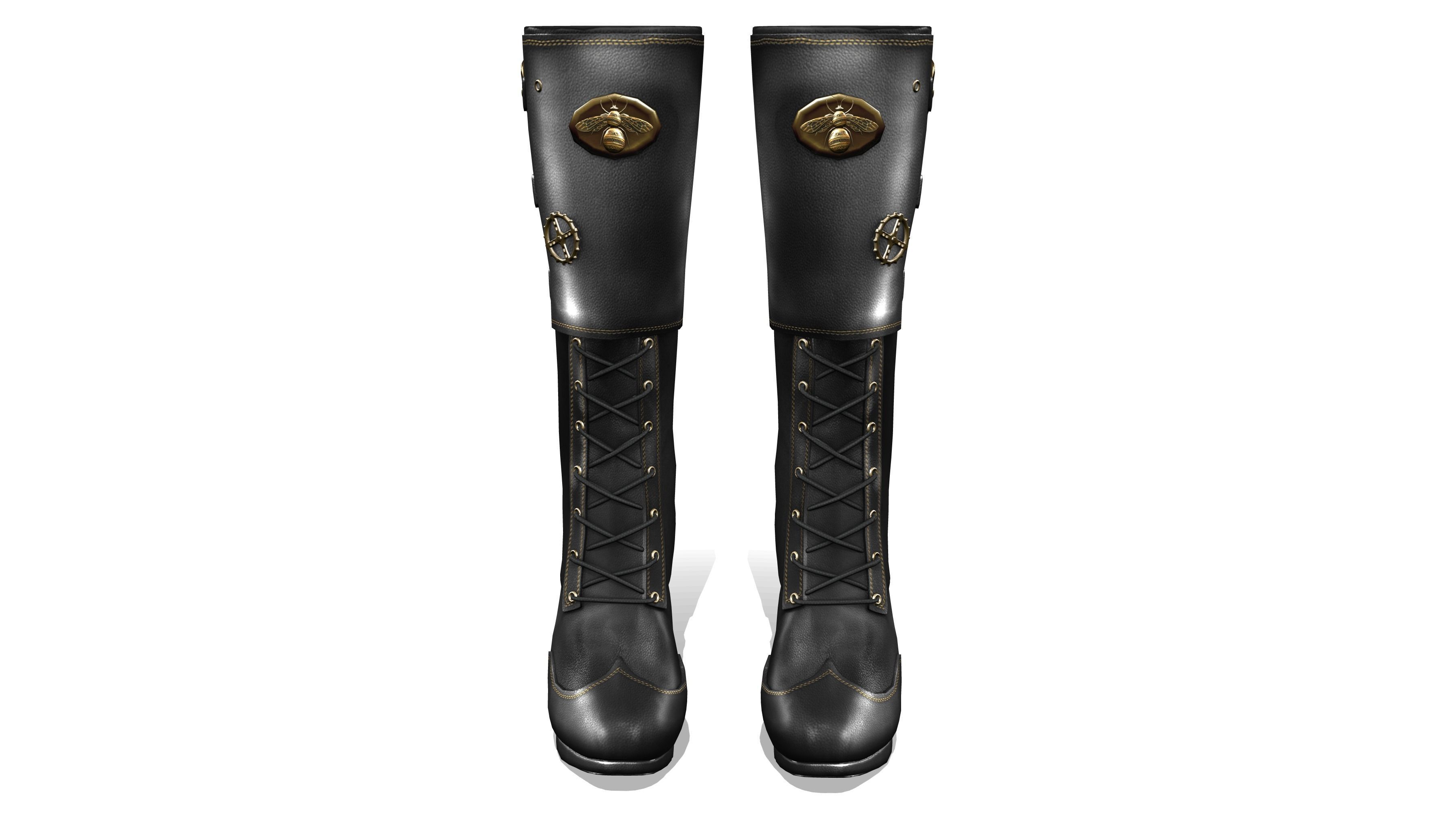 Steampunk High Heel Platform Boots Low-poly 3D model_2