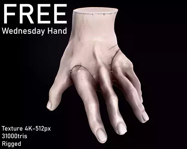 Wednesday Thing Hand Free Free low-poly 3D model