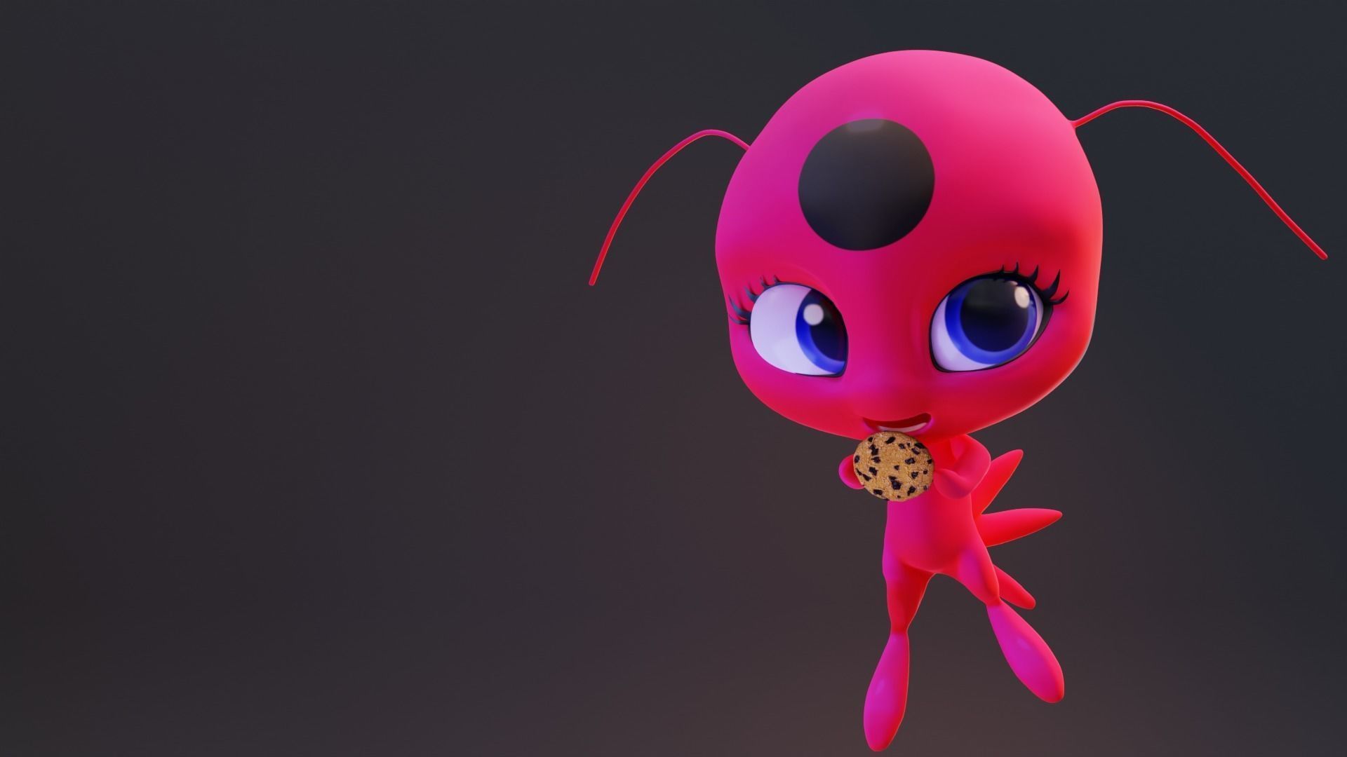 Tikki - Kwami Rigged from miraculous ladybug  for Blender Low-poly 3D model_8