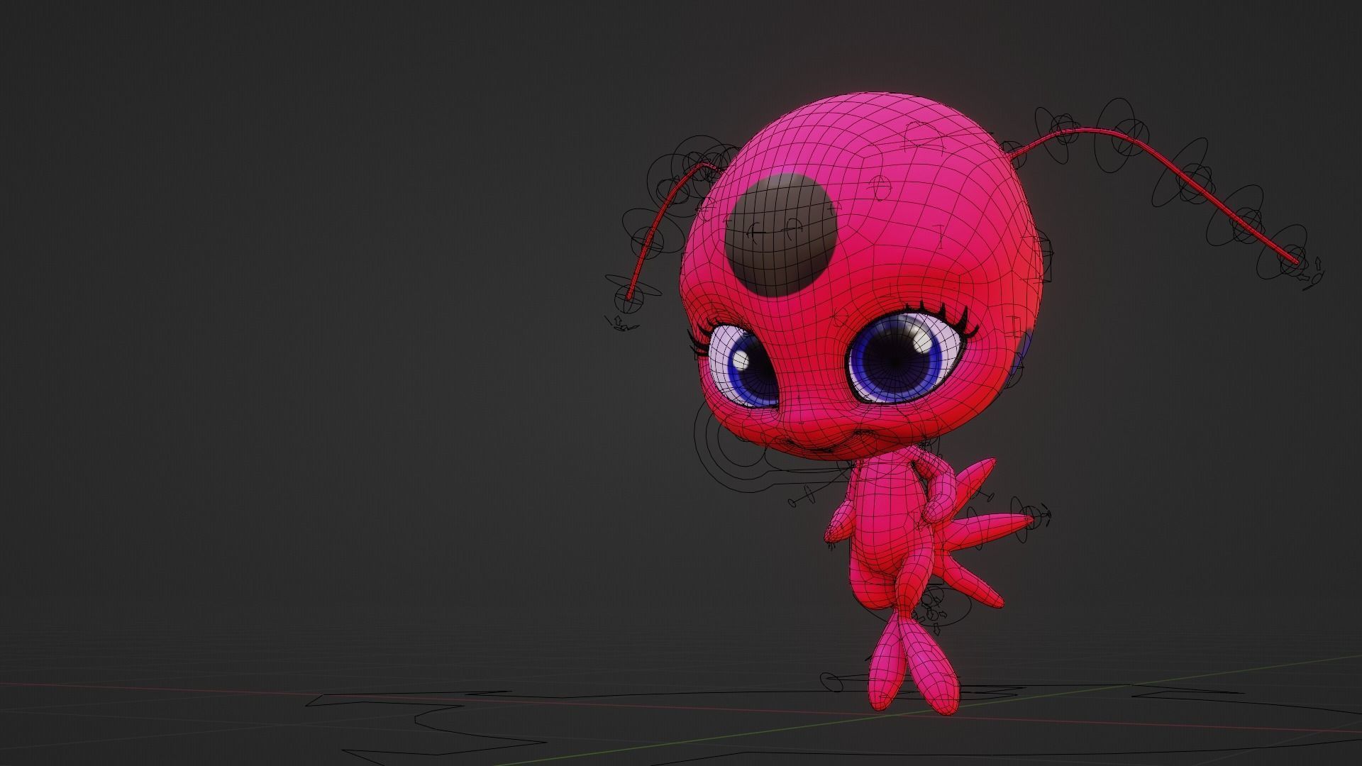 Tikki - Kwami Rigged from miraculous ladybug  for Blender Low-poly 3D model_4