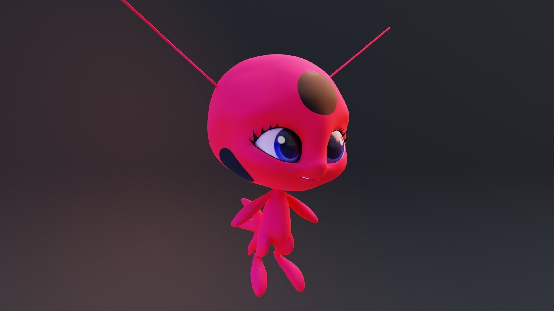 Tikki - Kwami Rigged from miraculous ladybug  for Blender Low-poly 3D model_20