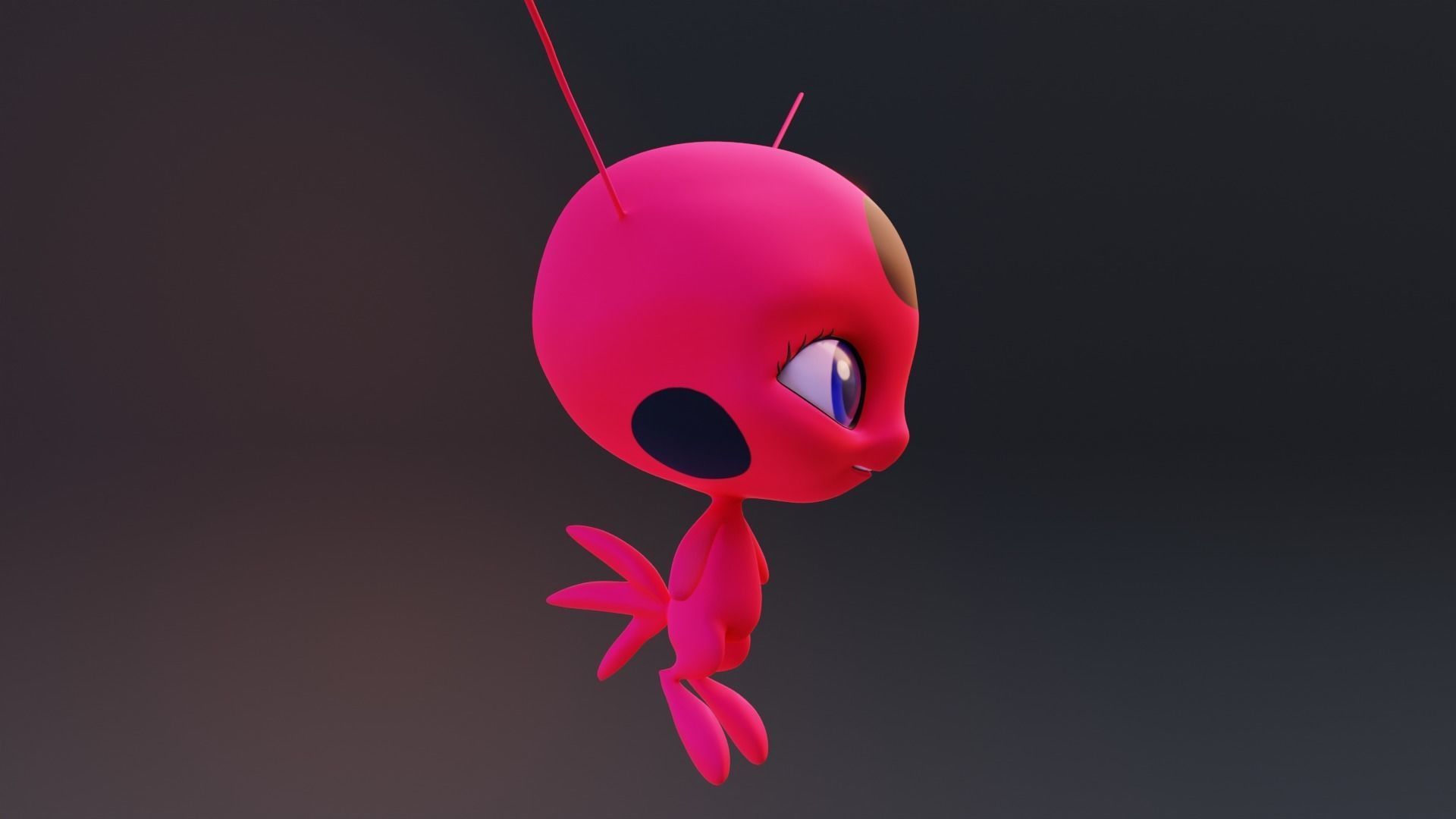 Tikki - Kwami Rigged from miraculous ladybug  for Blender Low-poly 3D model_22