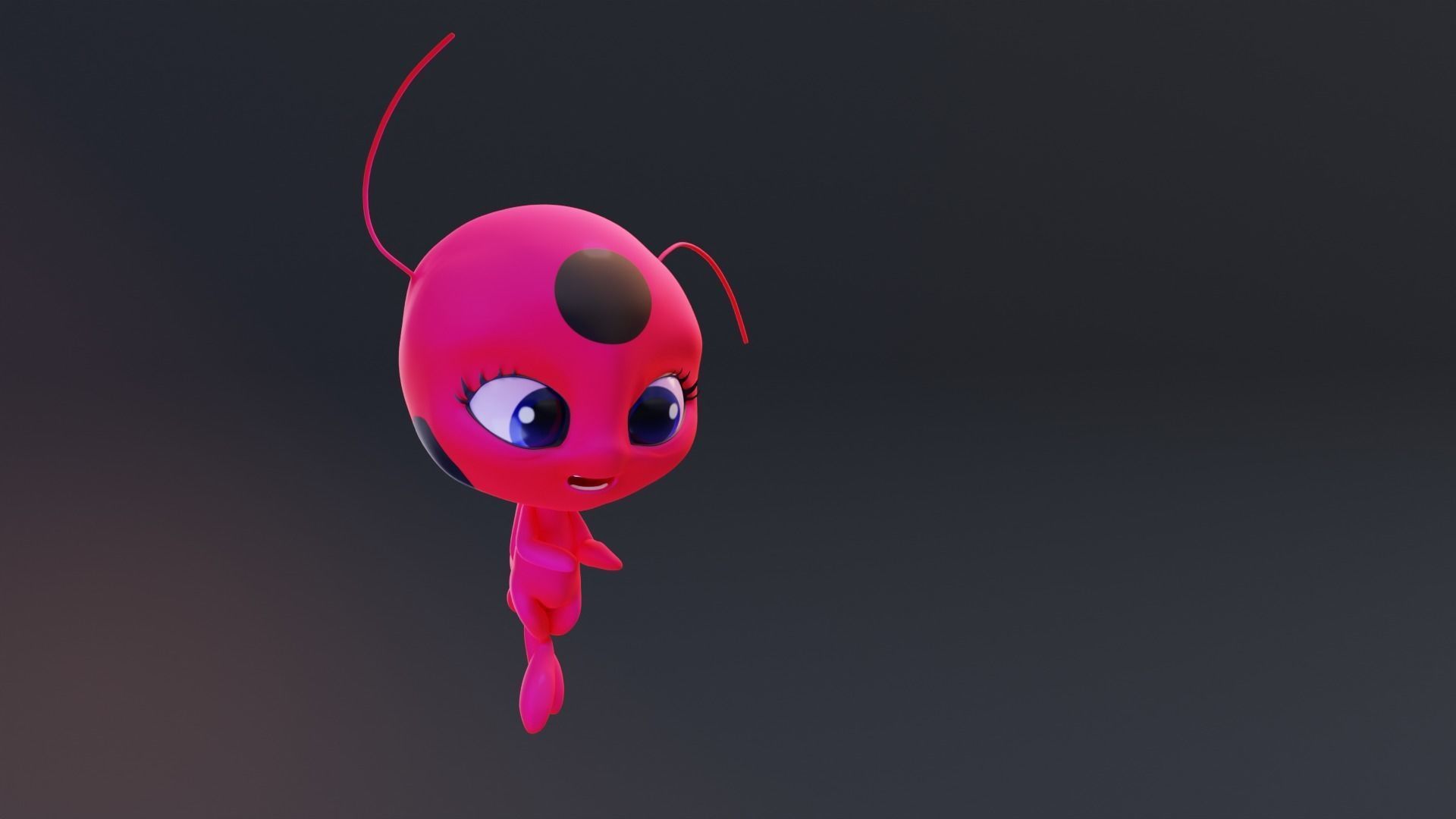 Tikki - Kwami Rigged from miraculous ladybug  for Blender Low-poly 3D model_6