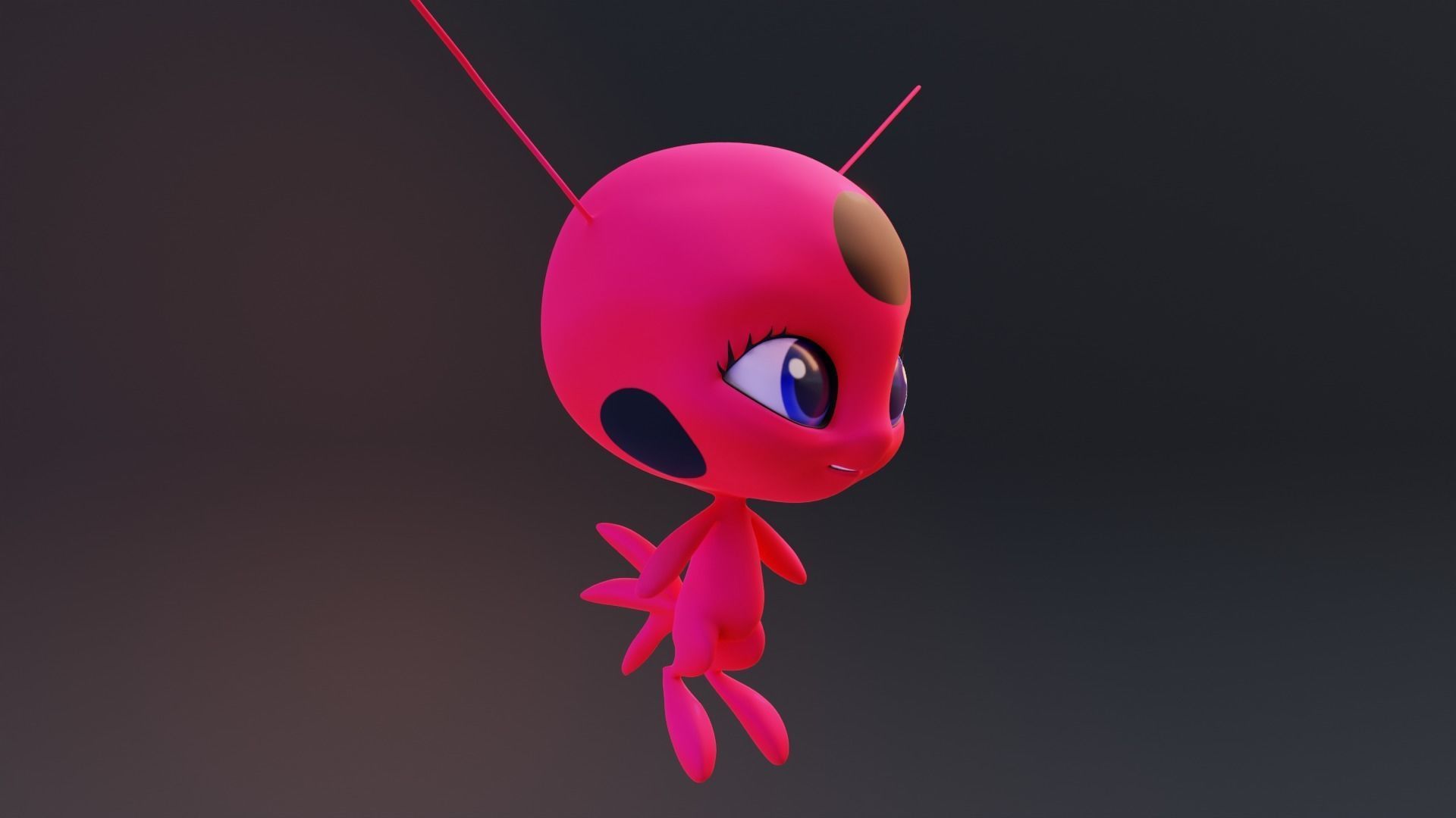Tikki - Kwami Rigged from miraculous ladybug  for Blender Low-poly 3D model_21