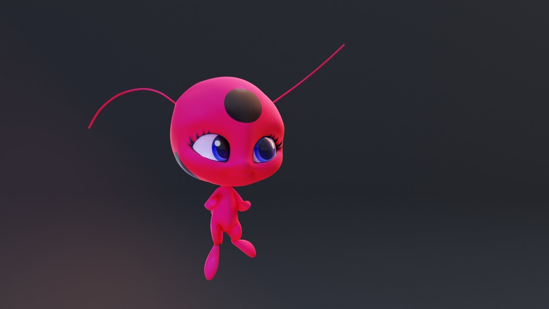 Tikki - Kwami Rigged from miraculous ladybug  for Blender Low-poly 3D model_5