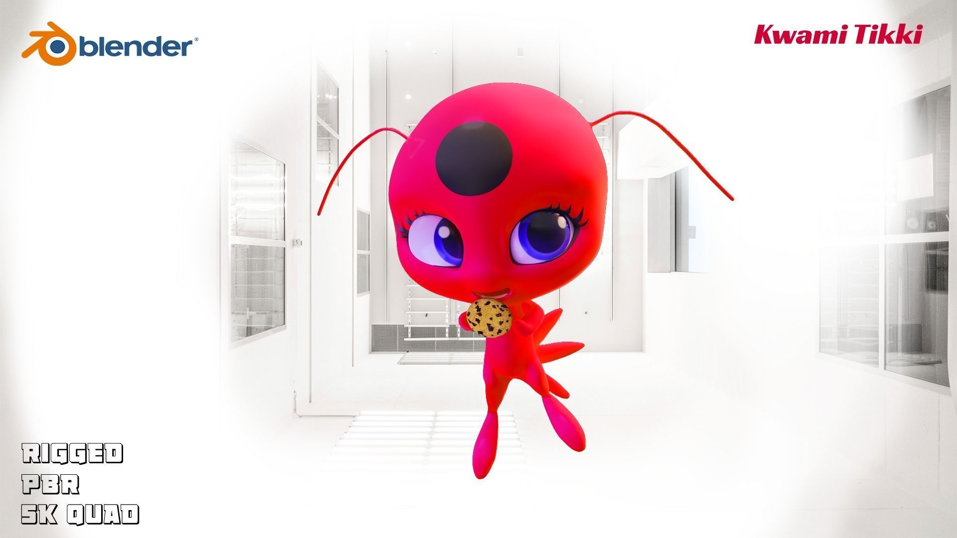 Tikki - Kwami Rigged from miraculous ladybug  for Blender Low-poly 3D model_39