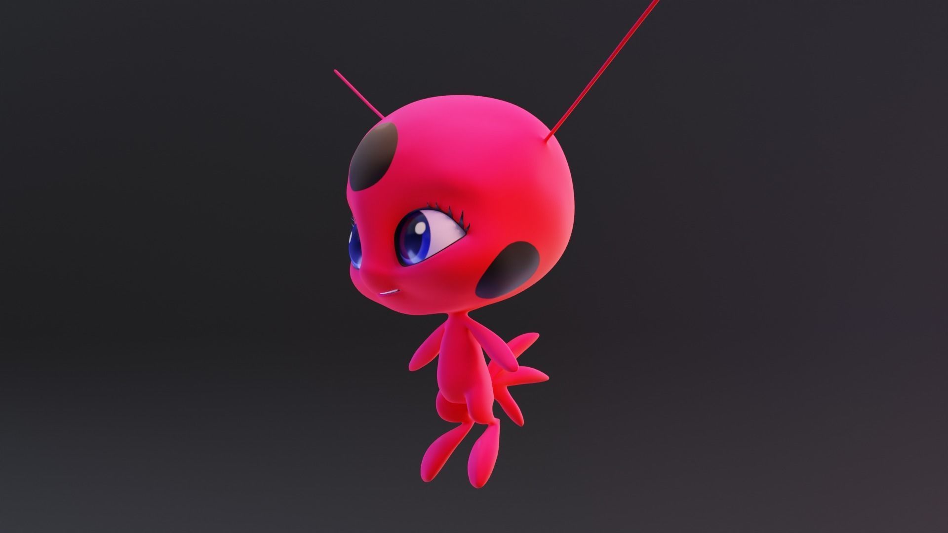 Tikki - Kwami Rigged from miraculous ladybug  for Blender Low-poly 3D model_10