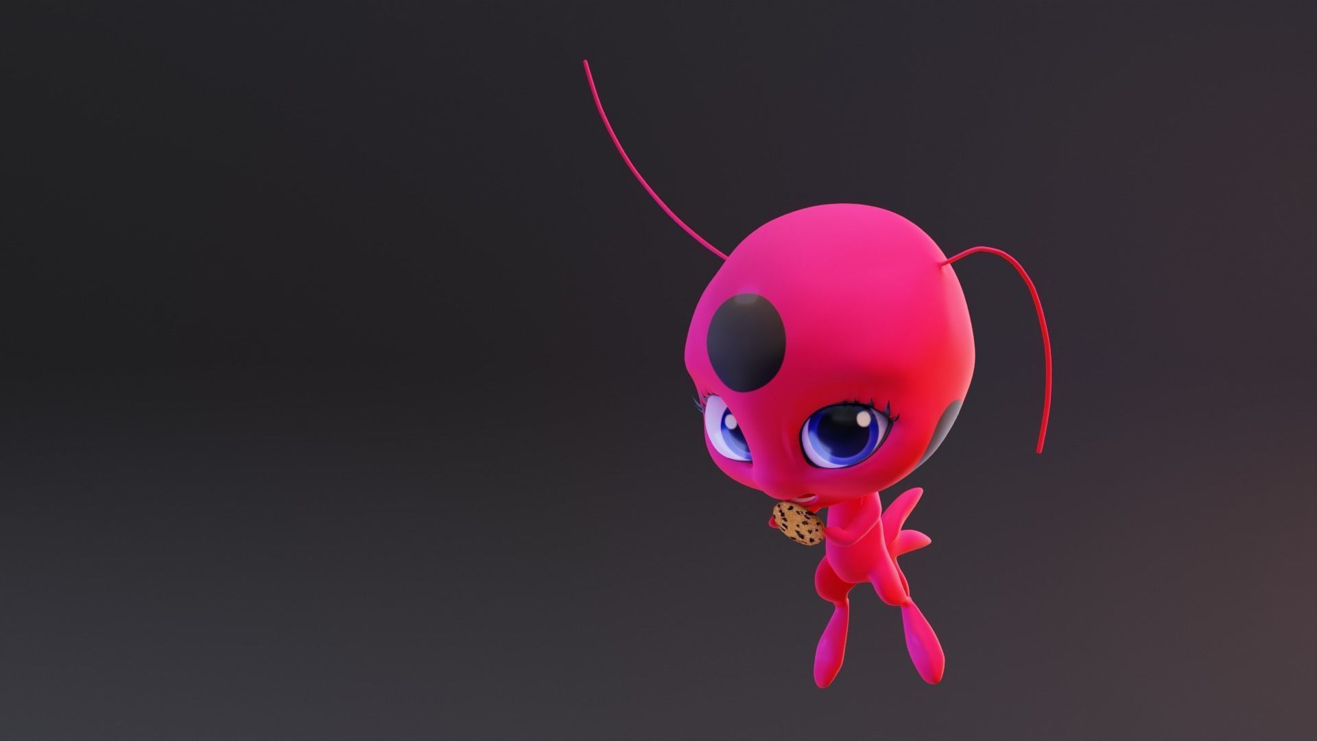 Tikki - Kwami Rigged from miraculous ladybug  for Blender Low-poly 3D model_1
