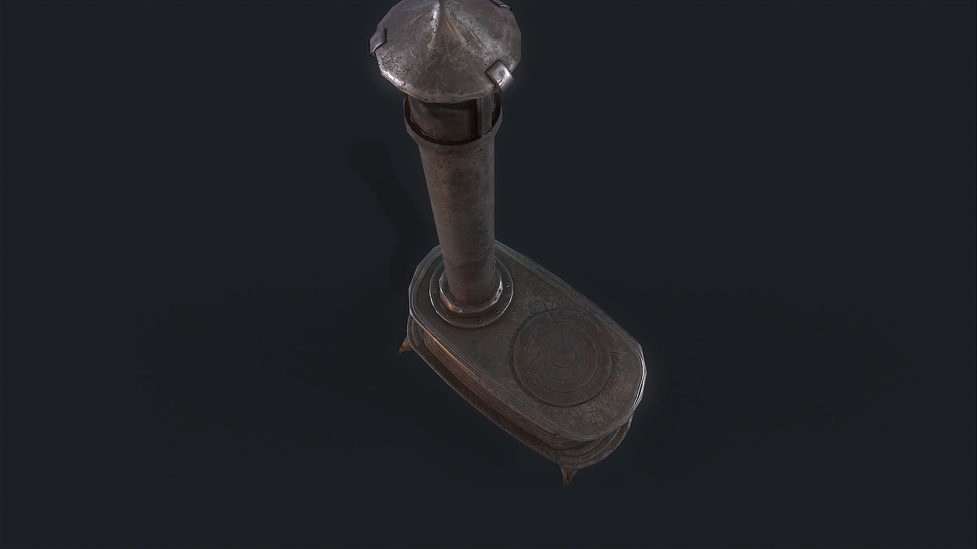 Old Stove cast iron Low-poly 3D model_6