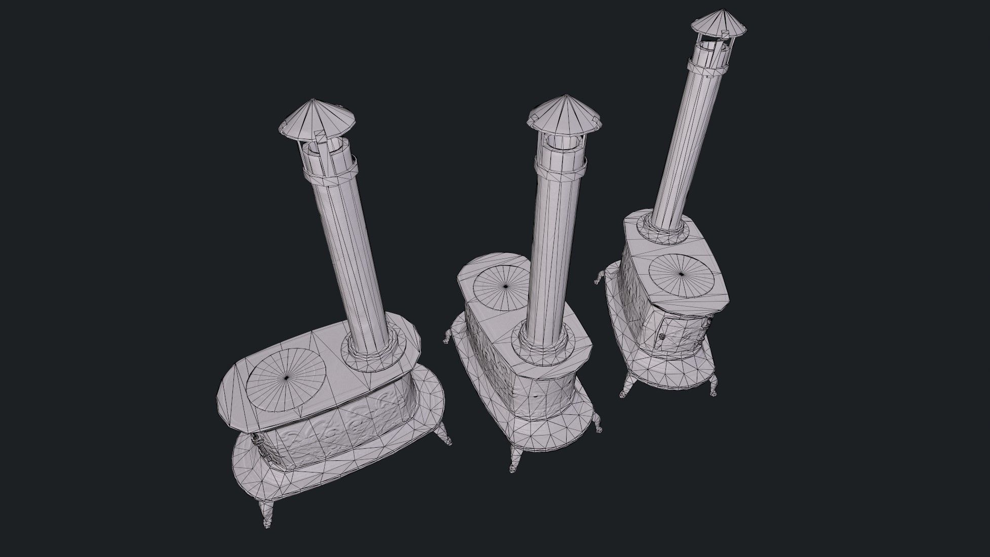 Old Stove cast iron Low-poly 3D model_10