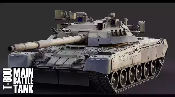 T80U MBT v3 Undrivible Low-poly 3D model