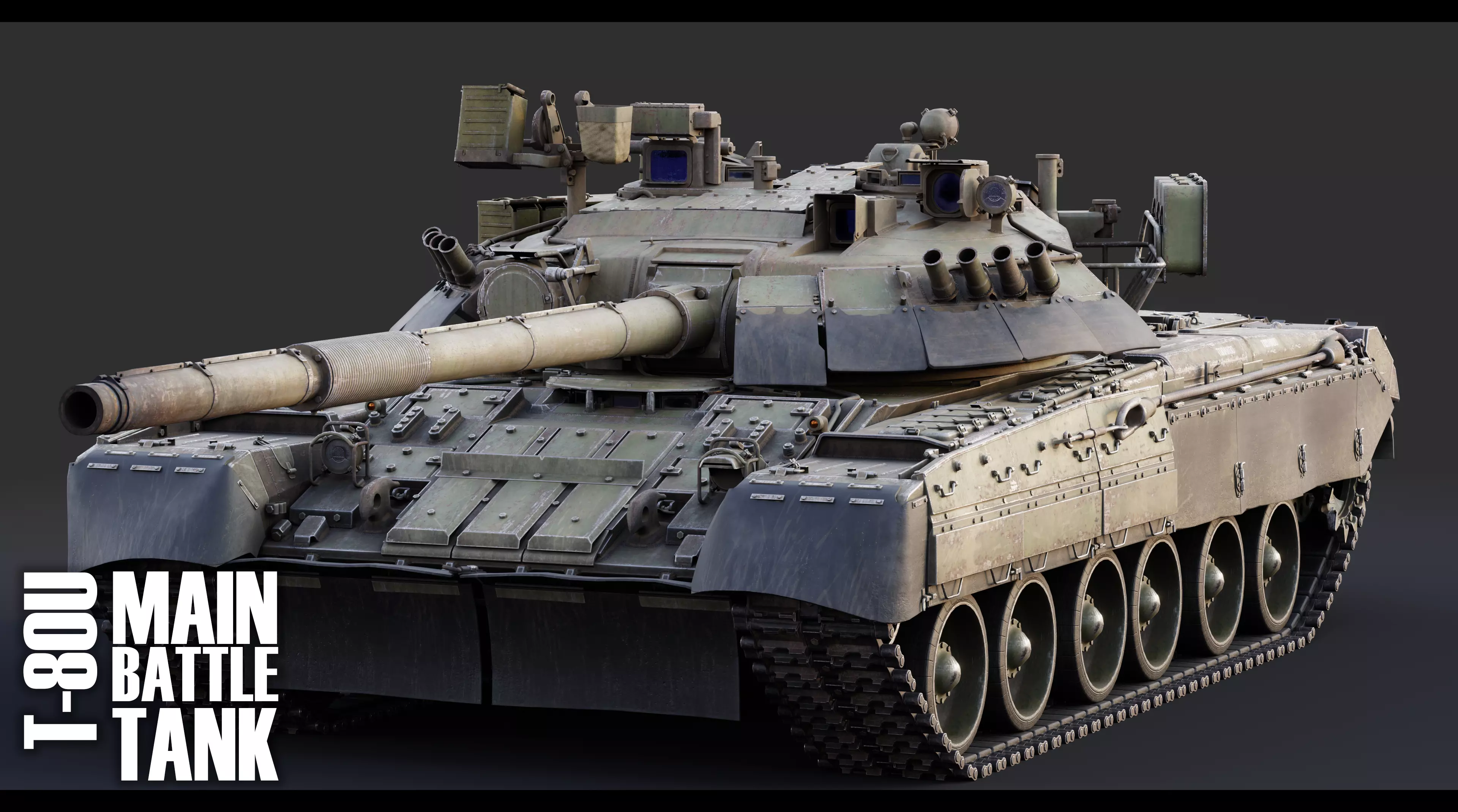 T80U MBT v31 Undrivible Low-poly 3D model_0