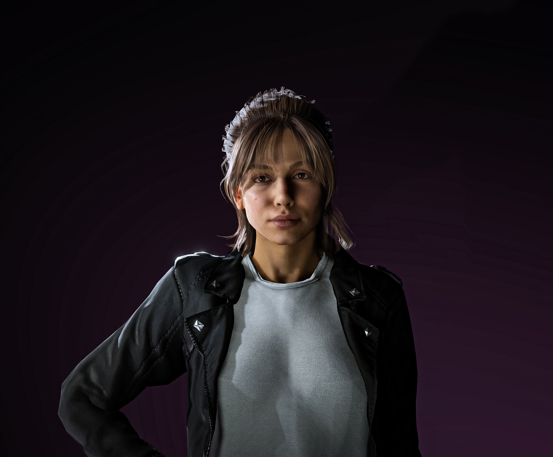 High Quality Realistic Woman Biker Low-poly 3D model_5