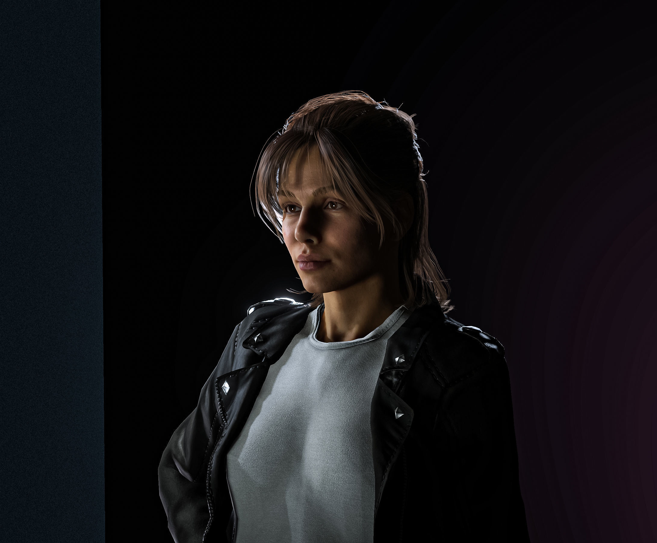 High Quality Realistic Woman Biker Low-poly 3D model_6