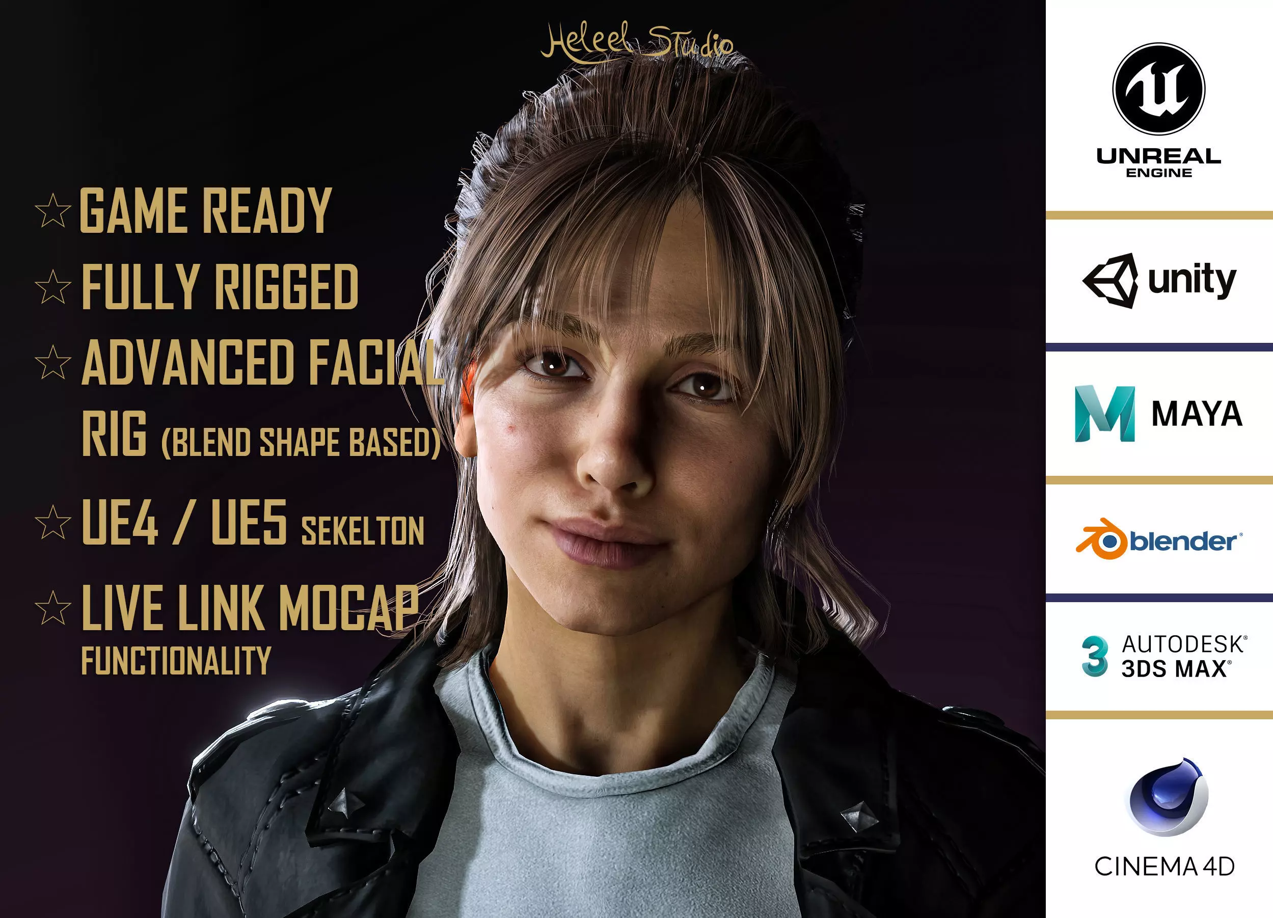 High Quality Realistic Woman Biker Low-poly 3D model_0