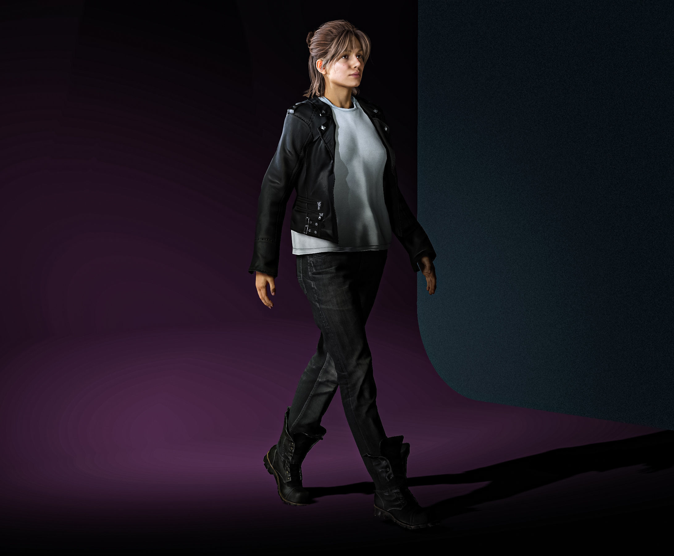 High Quality Realistic Woman Biker Low-poly 3D model_7