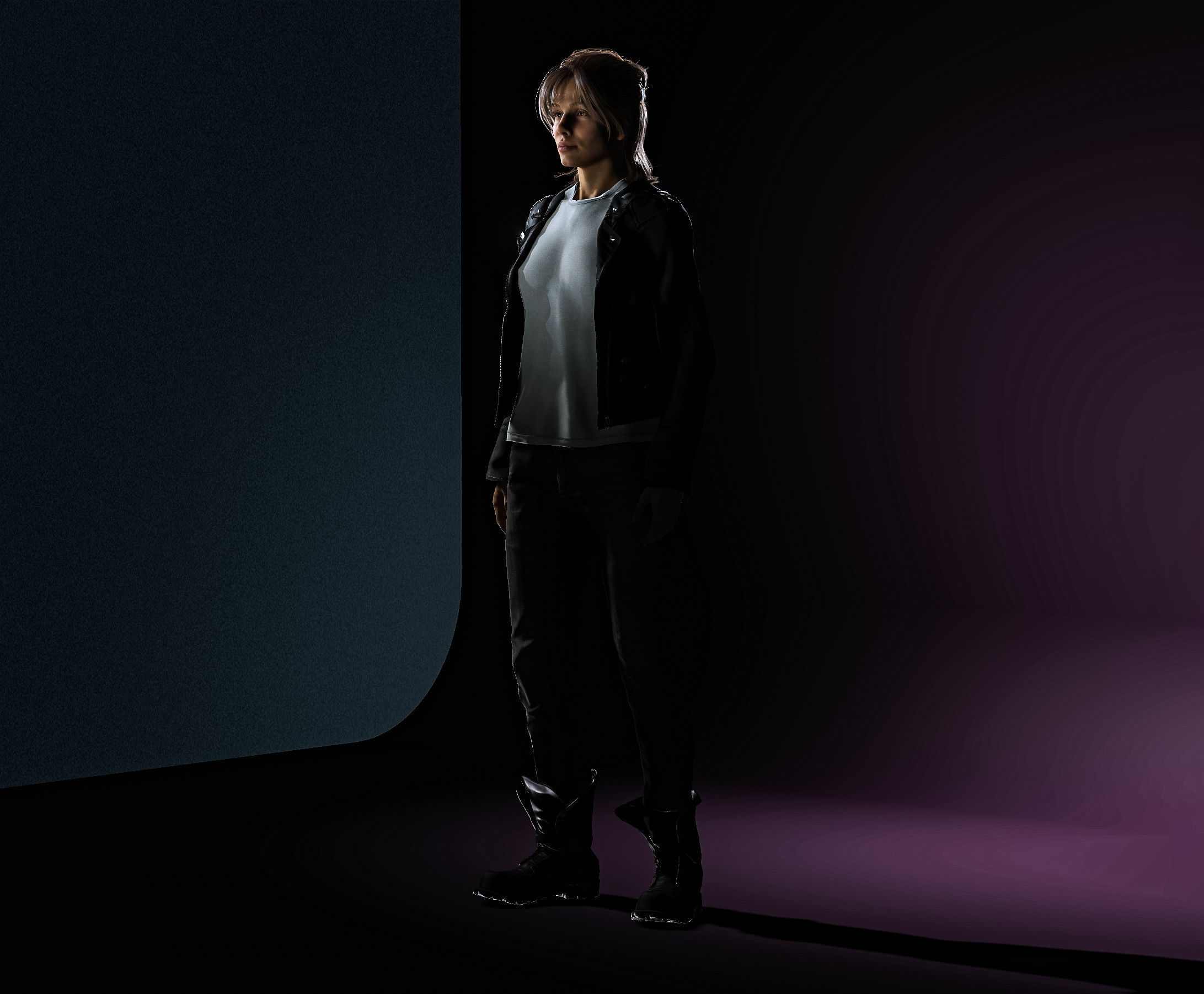 High Quality Realistic Woman Biker Low-poly 3D model_3