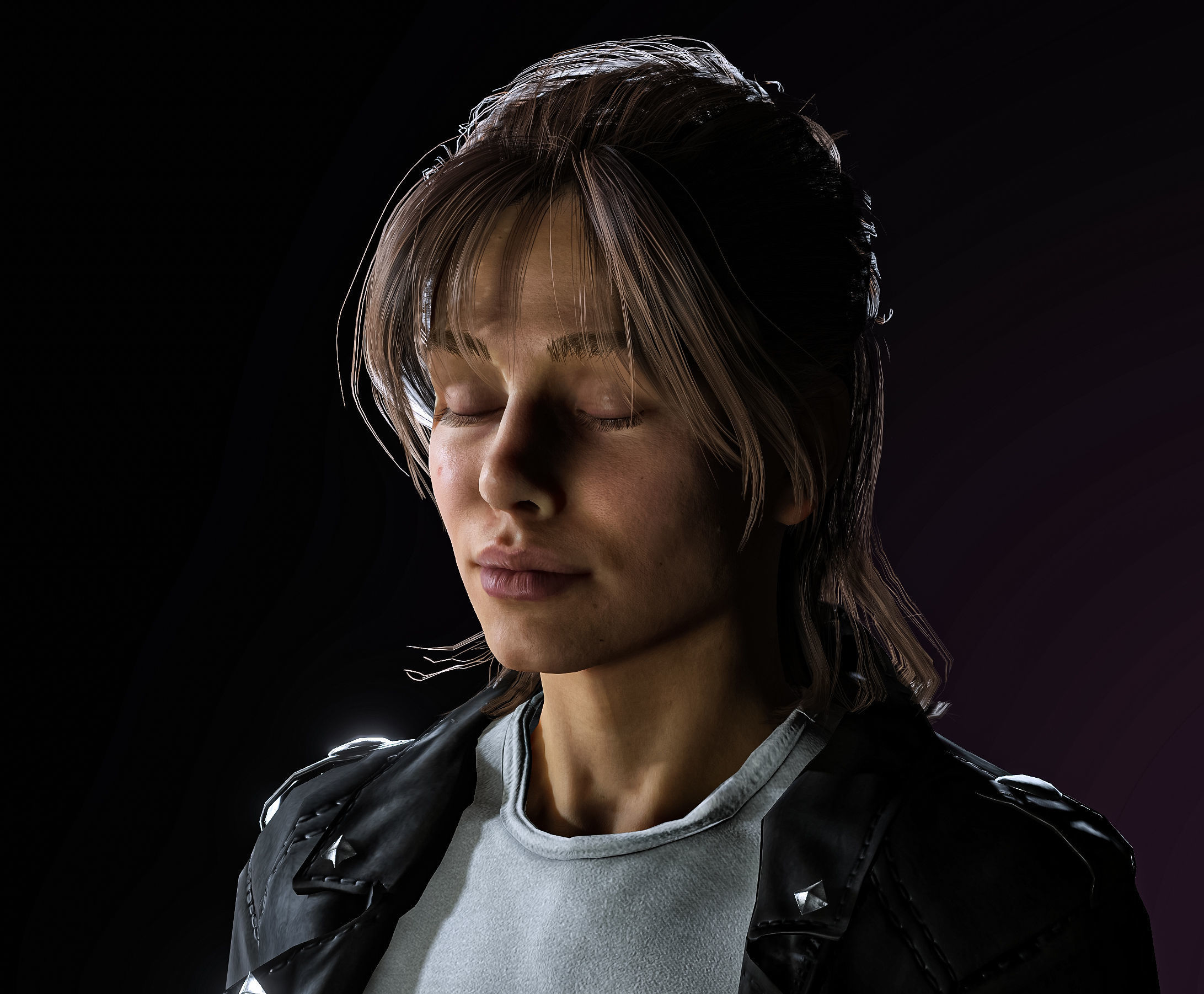 High Quality Realistic Woman Biker Low-poly 3D model_9