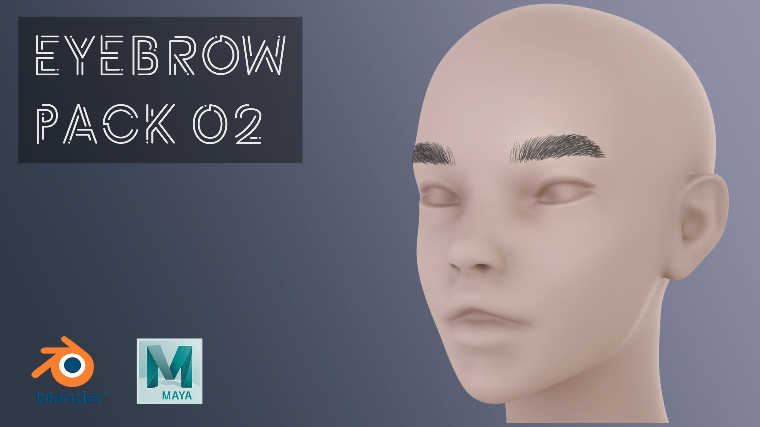 Eyebrow Pack 02 Low-poly 3D model_1