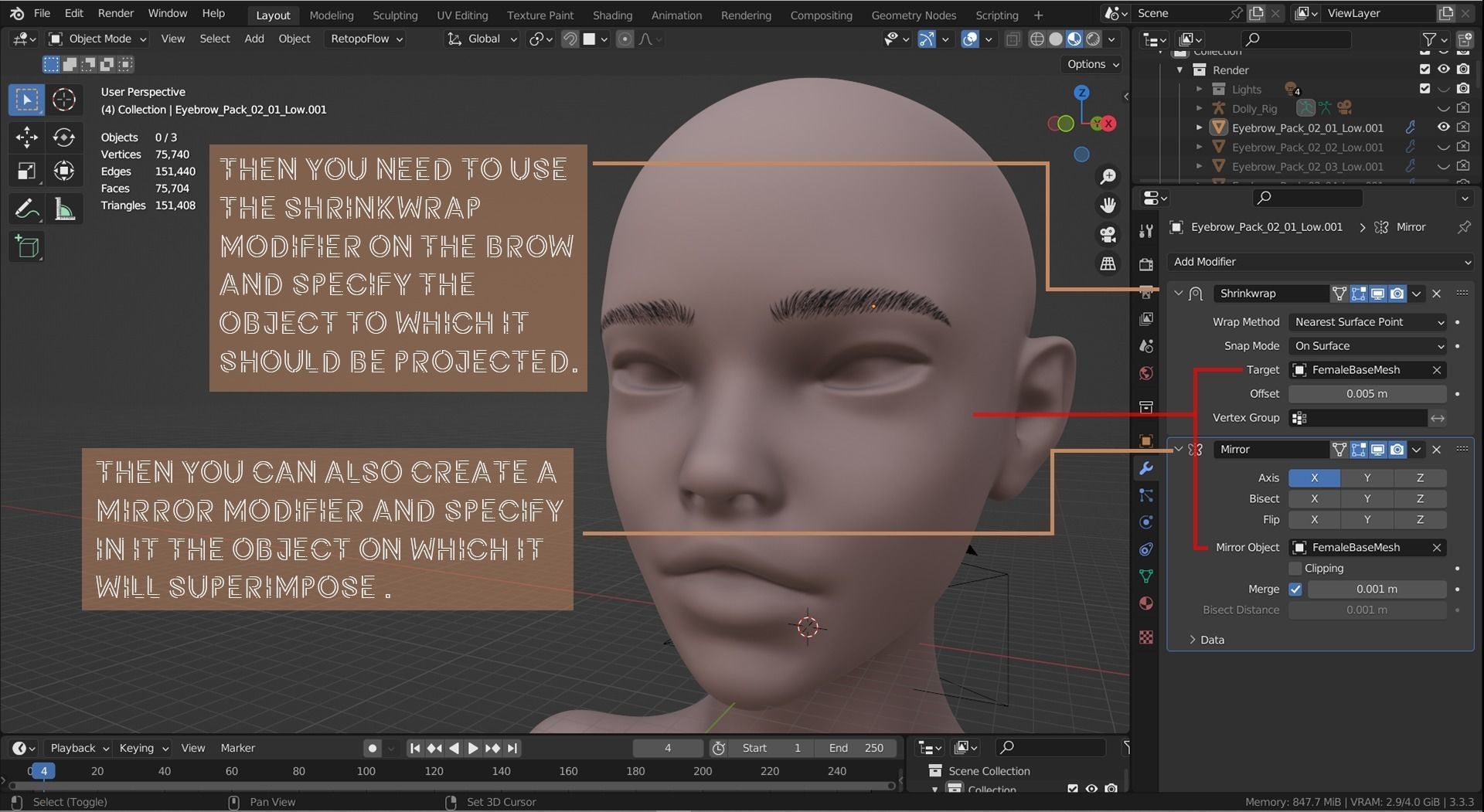 Eyebrow Pack 02 Low-poly 3D model_11