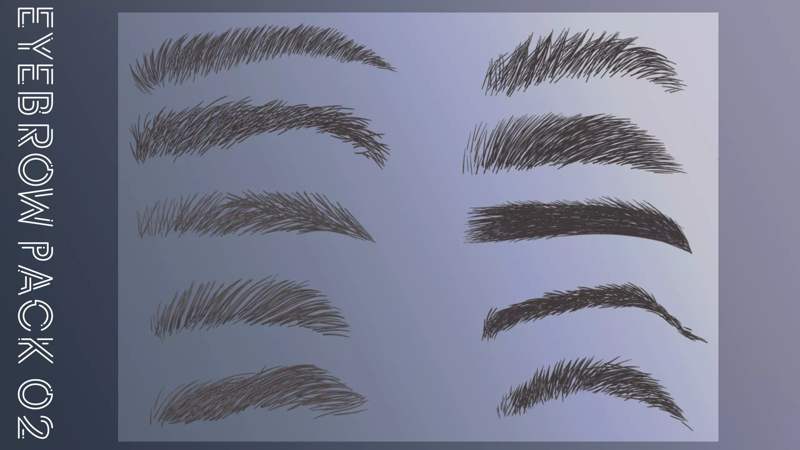 Eyebrow Pack 02 Low-poly 3D model_0