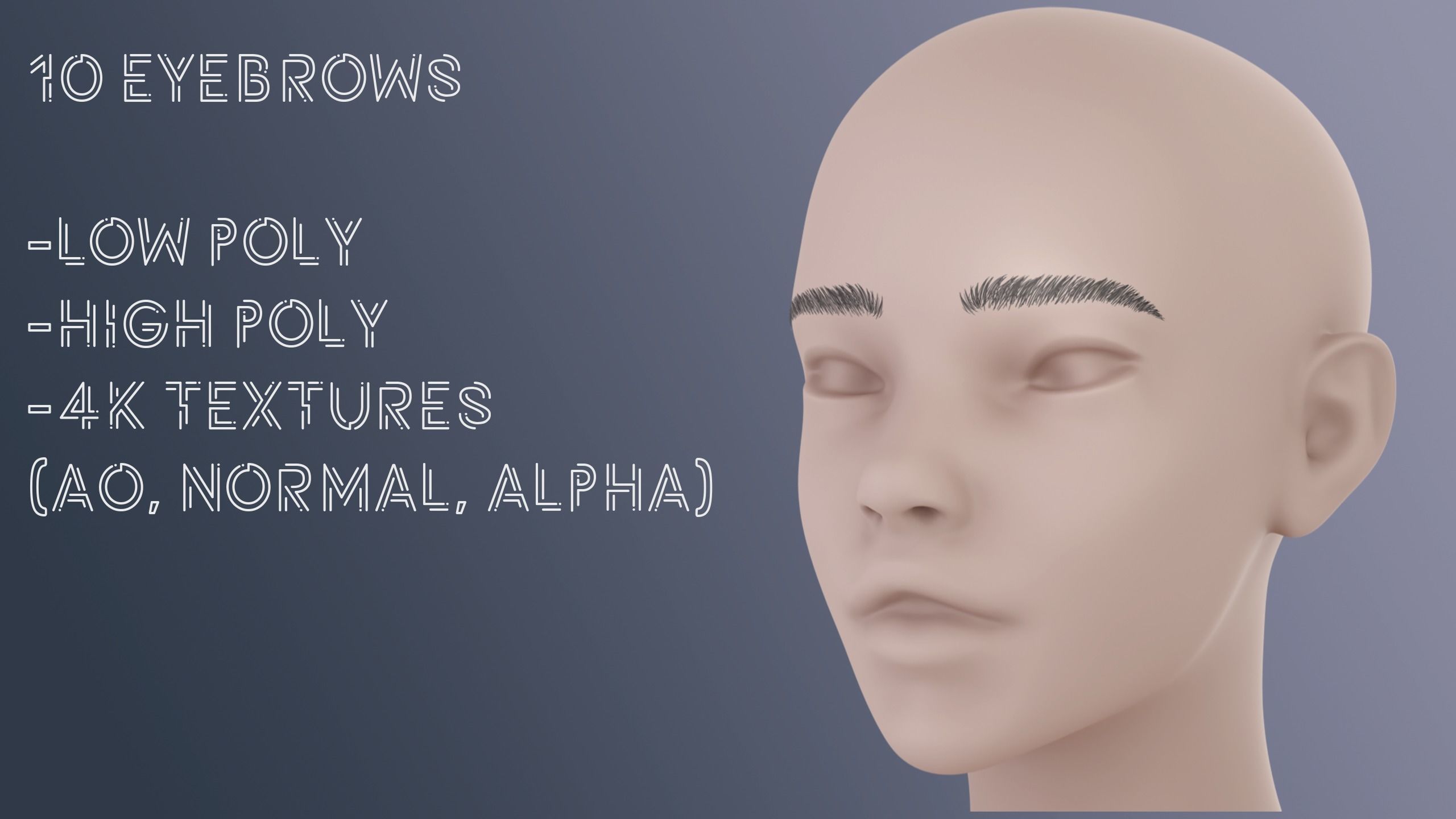 Eyebrow Pack 02 Low-poly 3D model_2