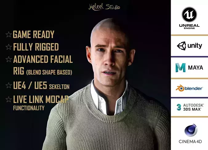 High Quality Realistic Man Semi-Formal Low-poly 3D model