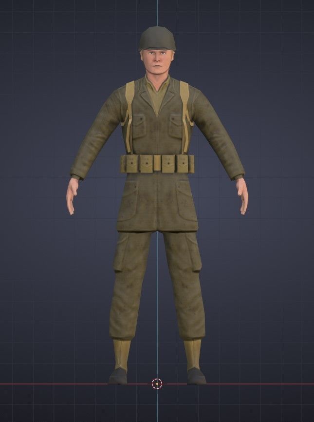 Super Low Poly US WW2 GI Soldier Low-poly 3D model_3