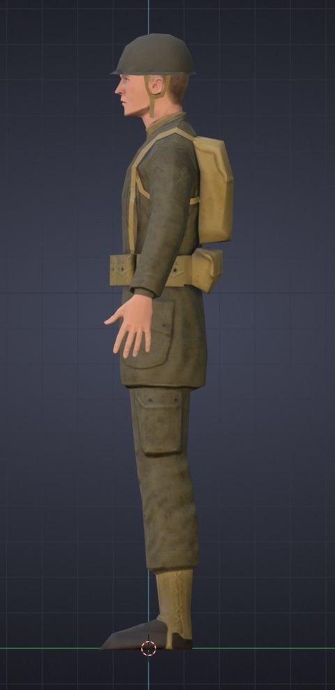 Super Low Poly US WW2 GI Soldier Low-poly 3D model_4