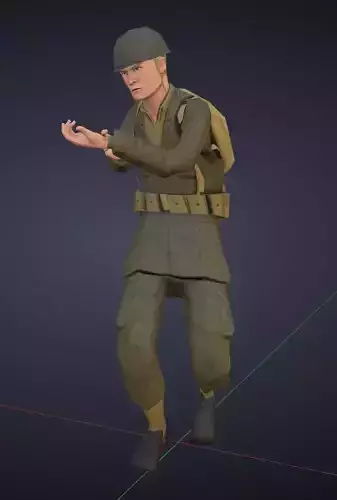 Super Low Poly US WW2 GI Soldier Low-poly 3D model