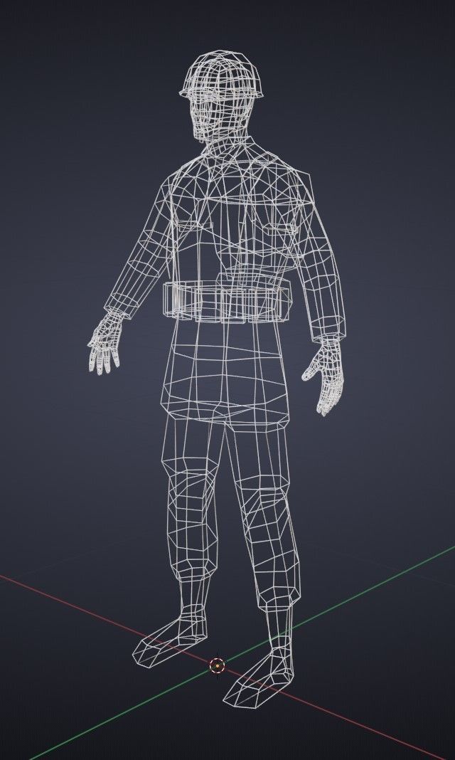 Super Low Poly US WW2 GI Soldier Low-poly 3D model_12