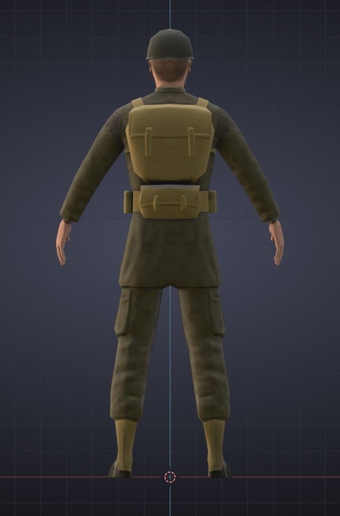 Super Low Poly US WW2 GI Soldier Low-poly 3D model_6