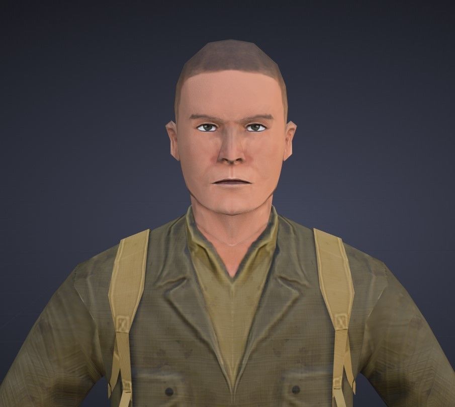 Super Low Poly US WW2 GI Soldier Low-poly 3D model_10