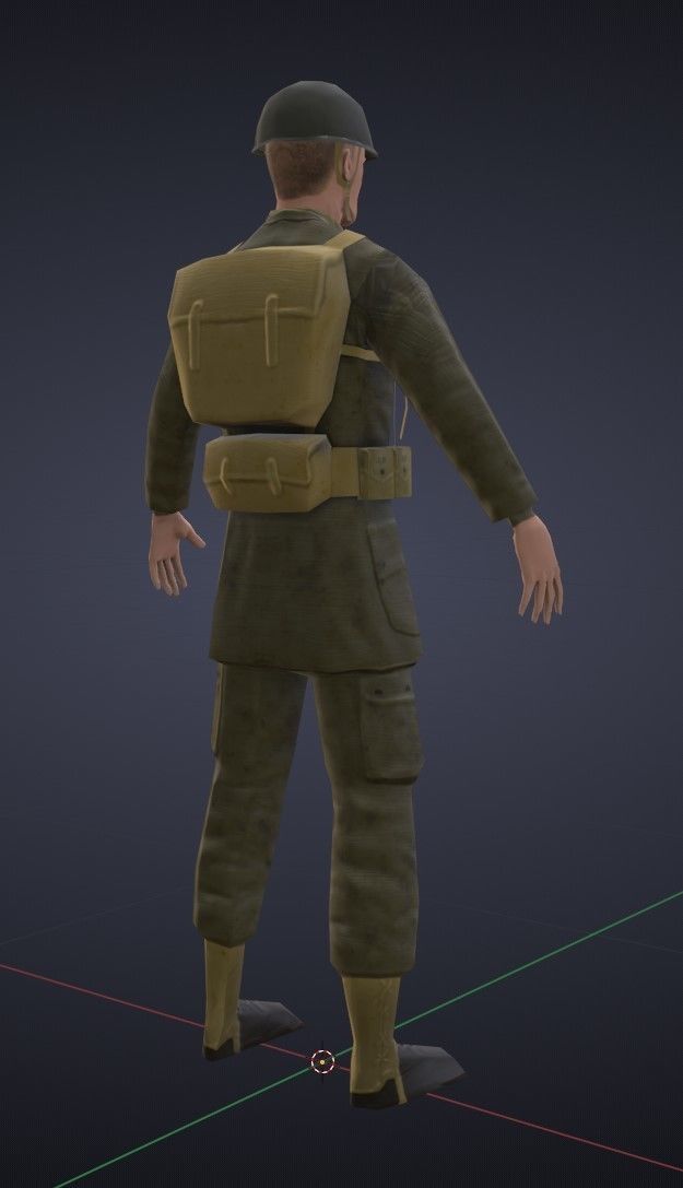 Super Low Poly US WW2 GI Soldier Low-poly 3D model_5