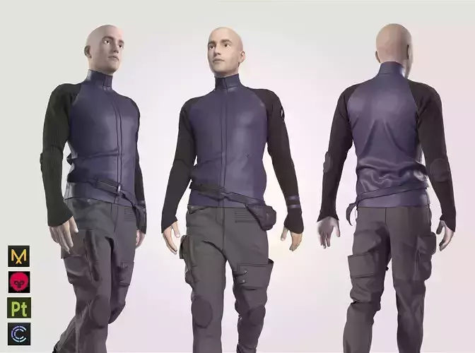 3D man clothes cyberpunk futuristic 3D model