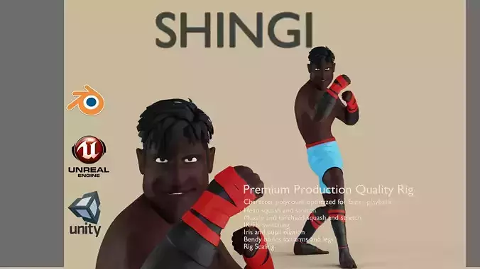 SHINGI RIG BLENDER VERSION Low-poly 3D model