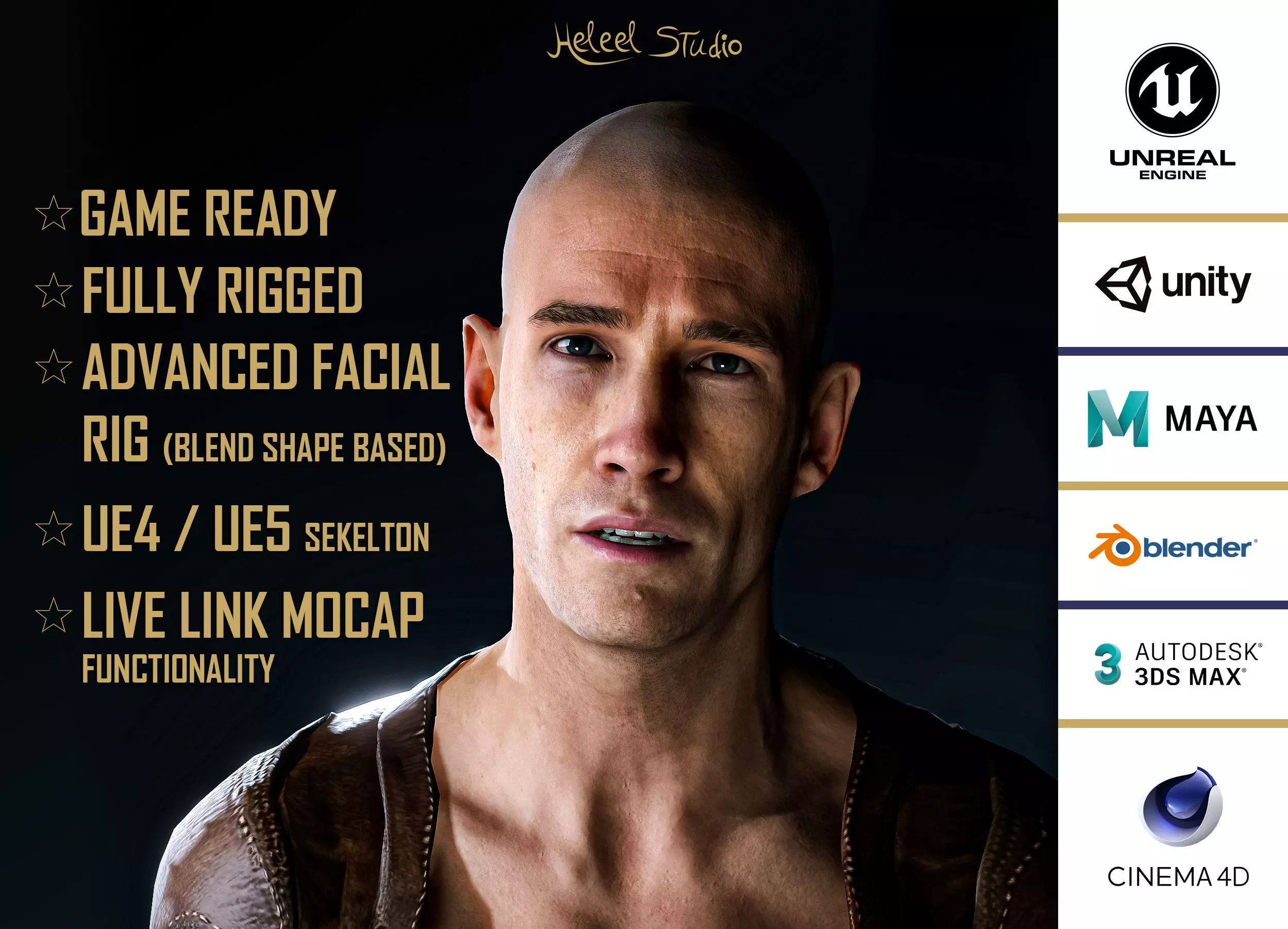 High Quality Realistic Man Haunter Low-poly 3D model