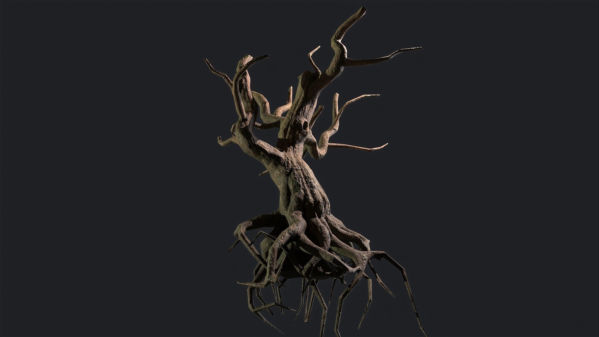 Dead Tree Roots Low-poly 3D model_4