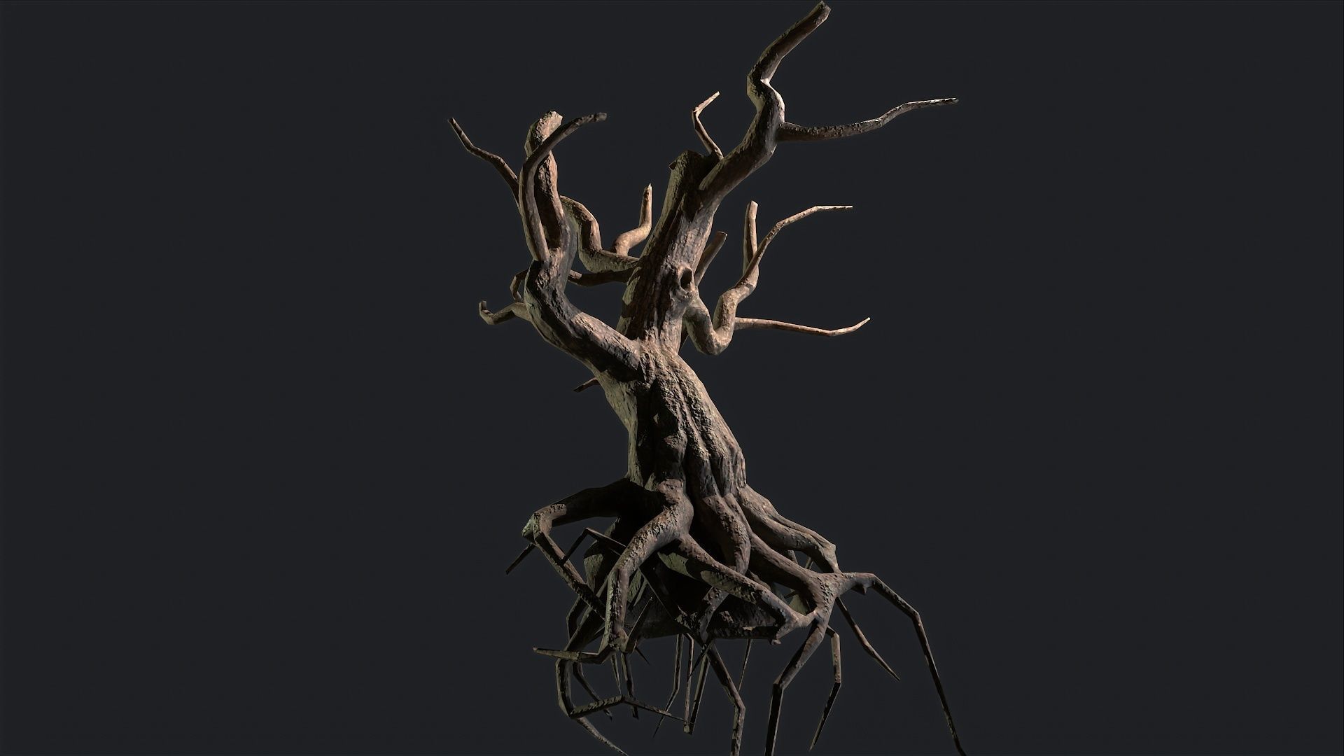 Dead Tree Roots Low-poly 3D model_1