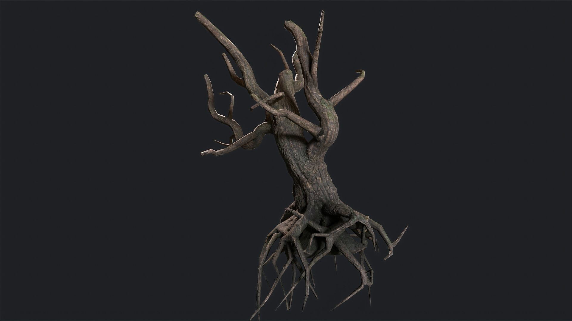 Dead Tree Roots Low-poly 3D model_3