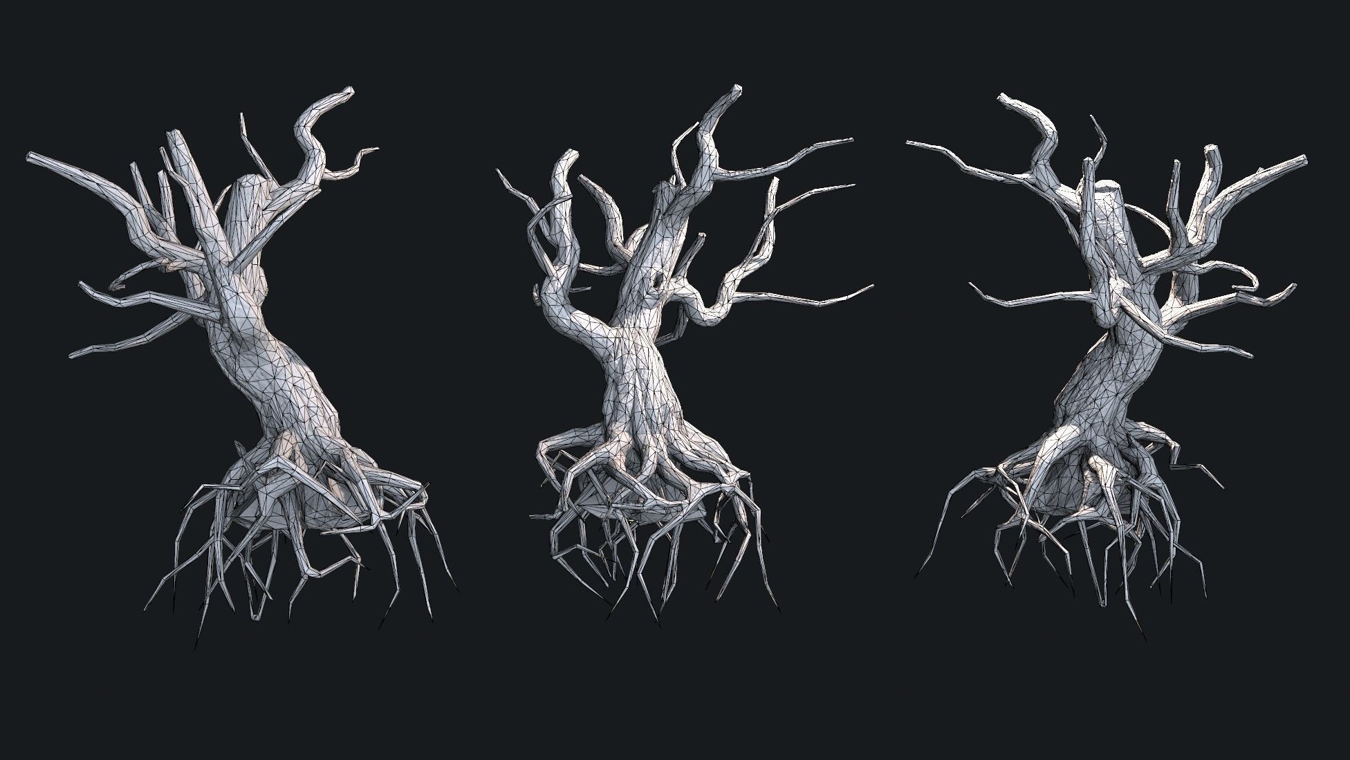 Dead Tree Roots Low-poly 3D model_9