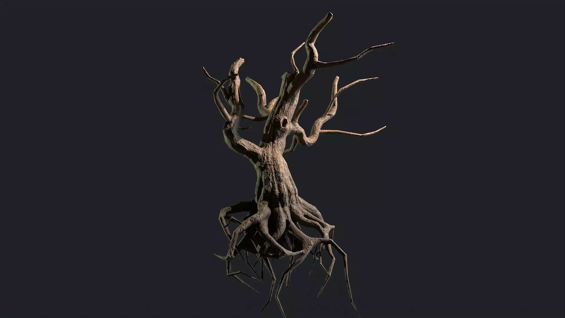Dead Tree Roots Low-poly 3D model_0