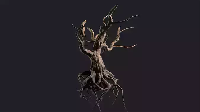 Dead Tree Roots Low-poly 3D model