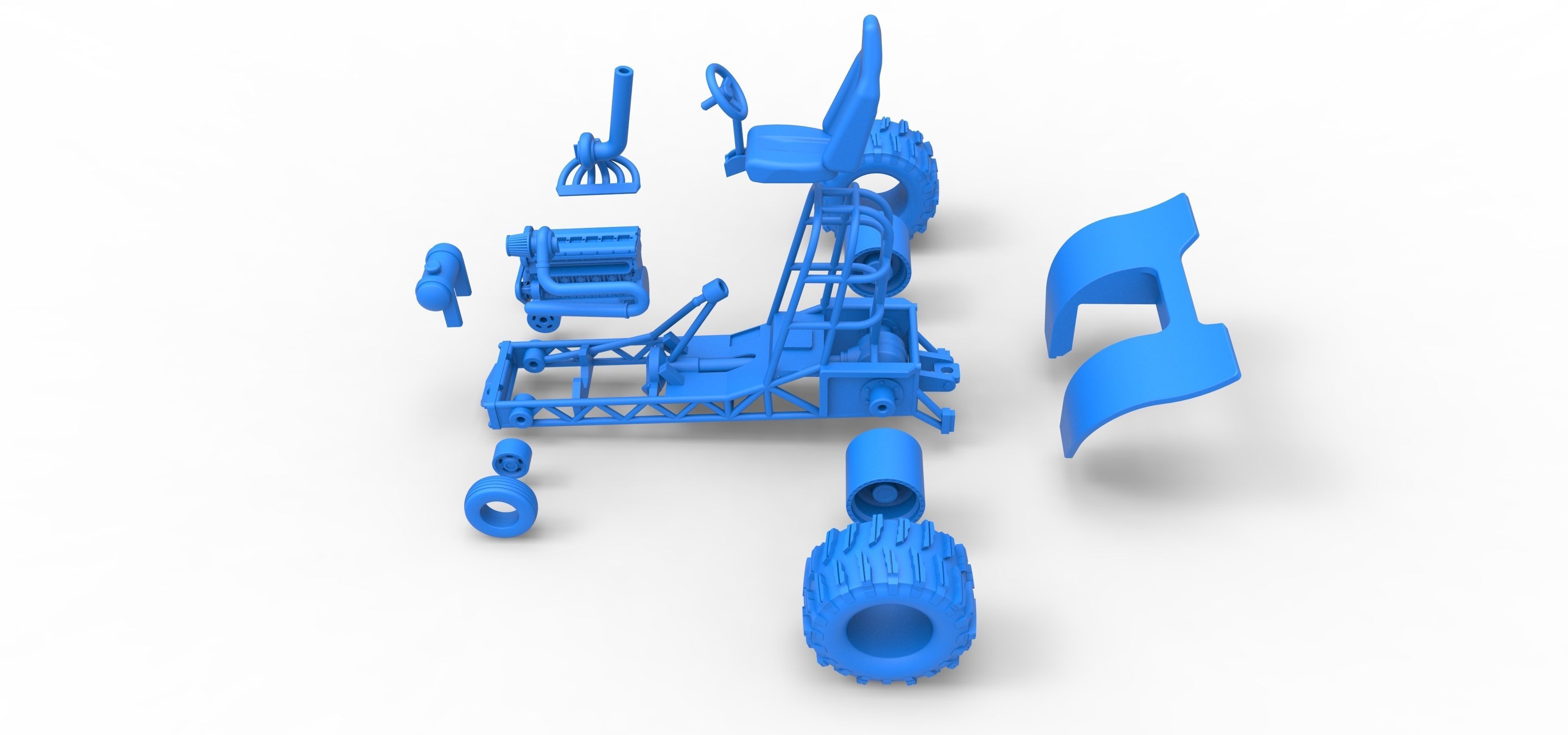 Mini Rod pulling tractor 8 Scale 1 to 25 3D print model_32