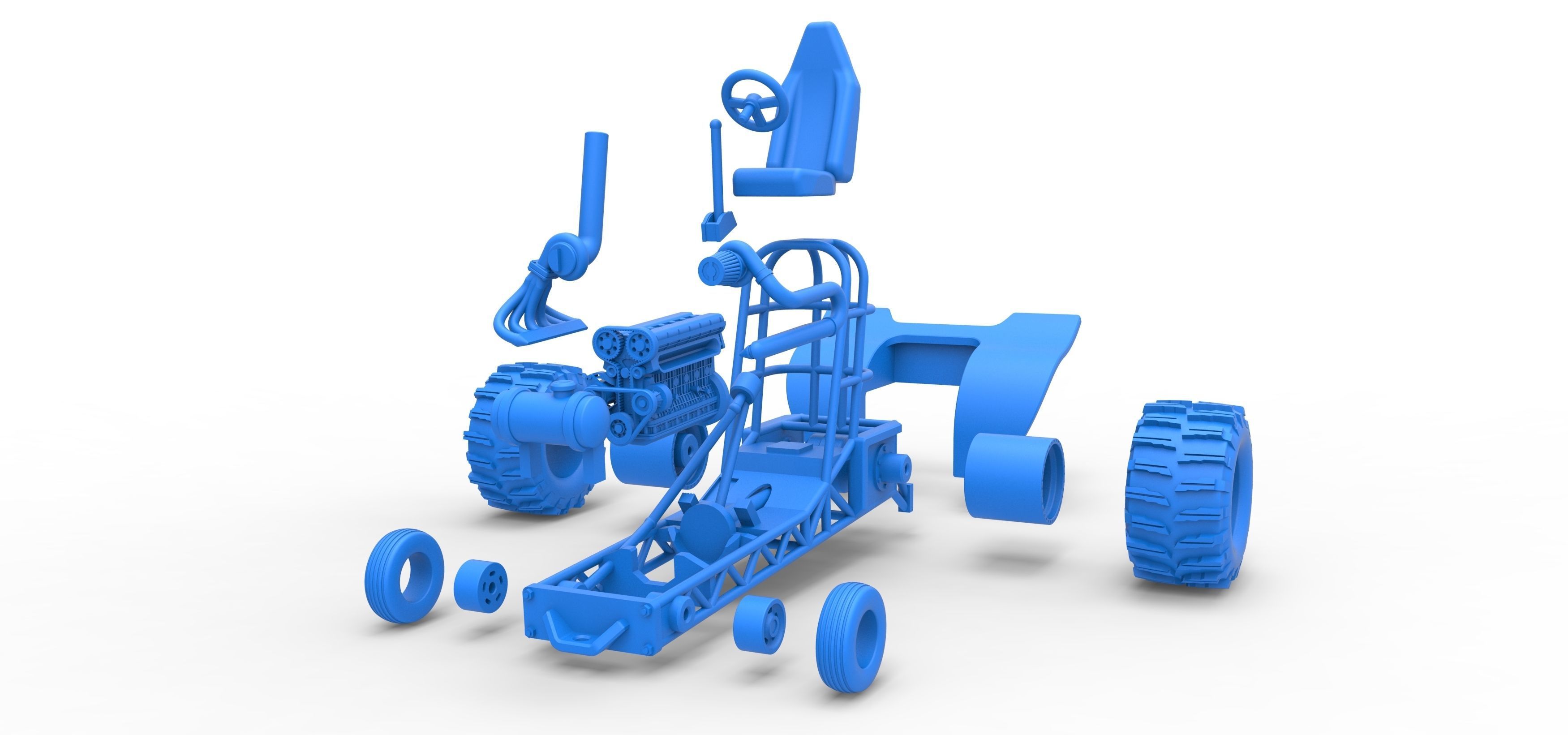 Mini Rod pulling tractor 8 Scale 1 to 25 3D print model_30