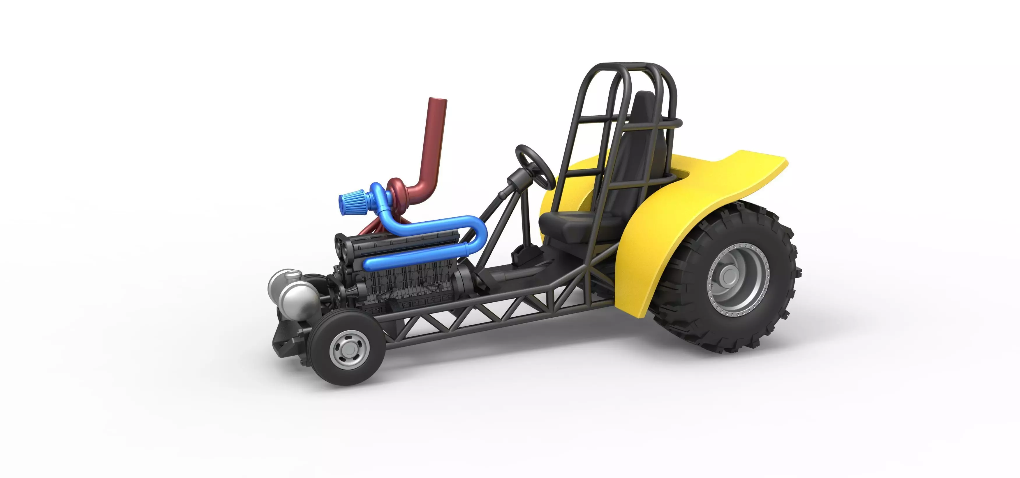 Mini Rod pulling tractor 8 Scale 1 to 25 3D print model_0