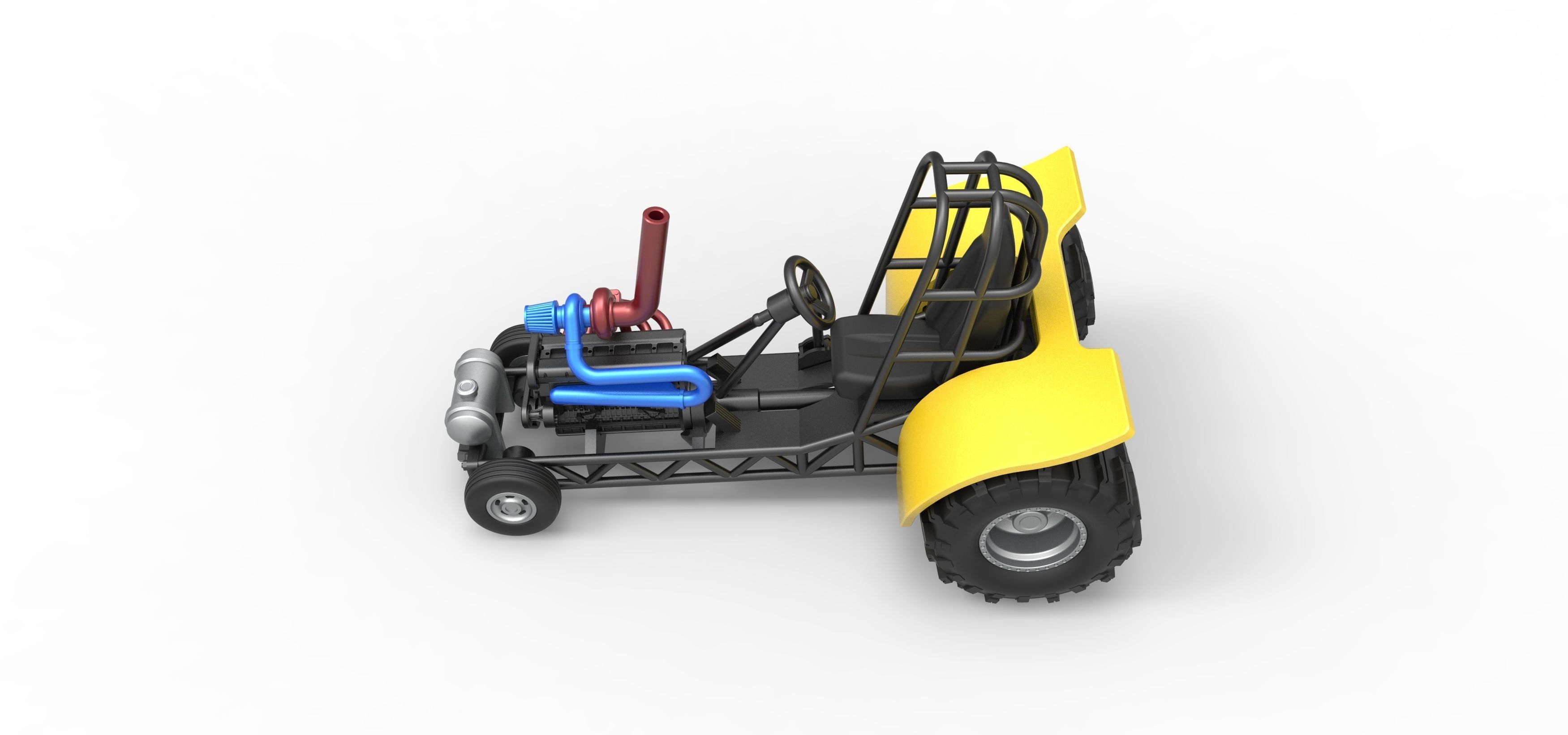 Mini Rod pulling tractor 8 Scale 1 to 25 3D print model_8