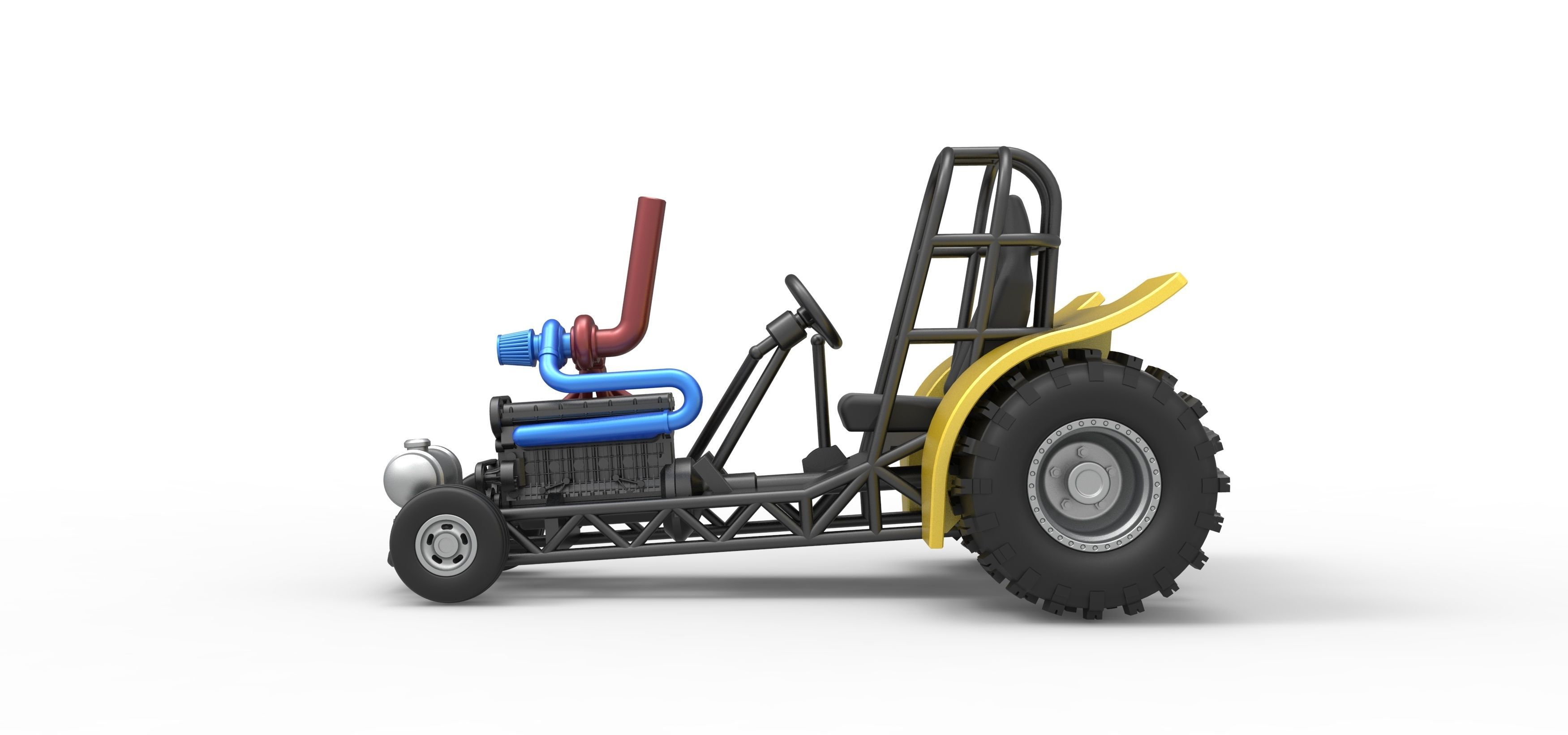 Mini Rod pulling tractor 8 Scale 1 to 25 3D print model_7