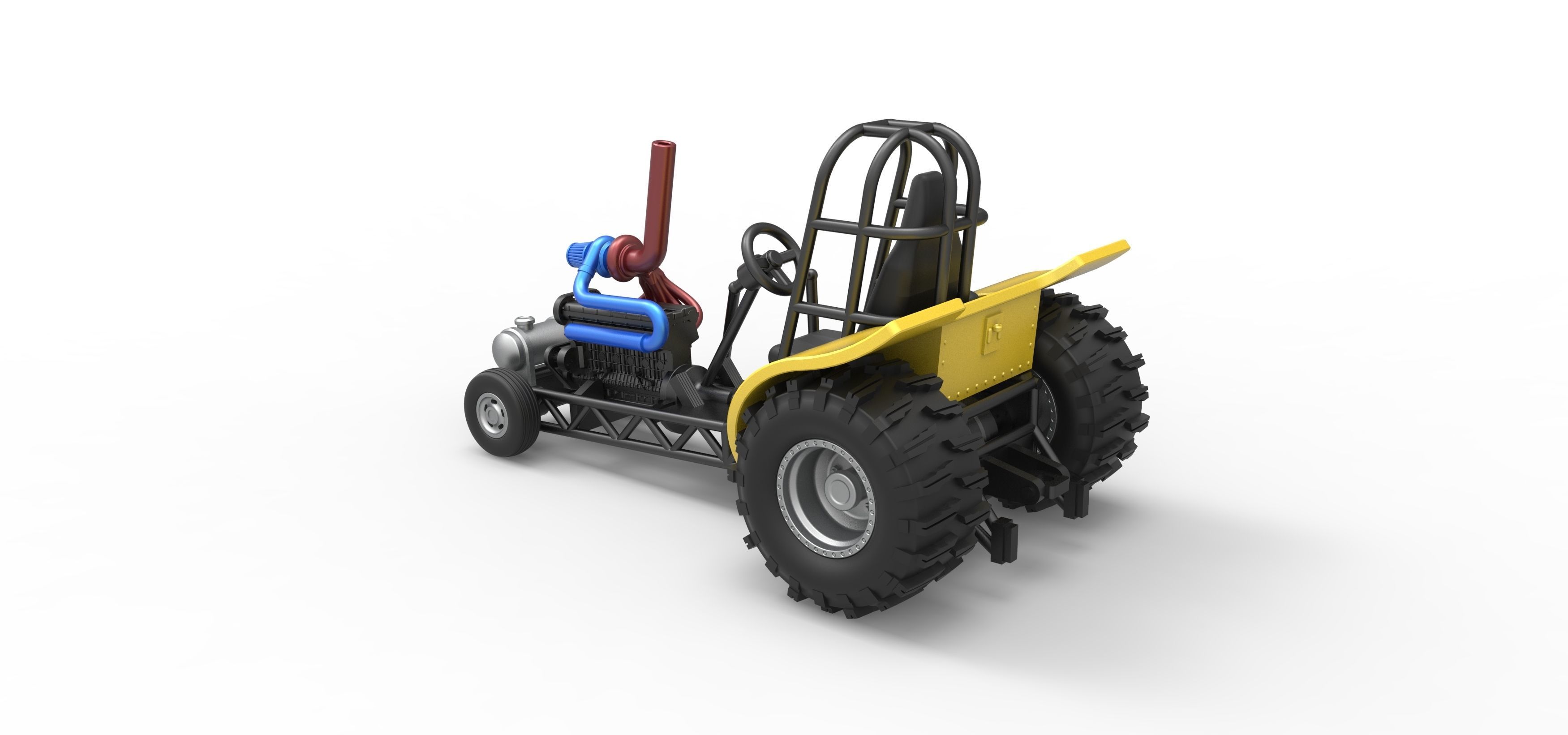Mini Rod pulling tractor 8 Scale 1 to 25 3D print model_10